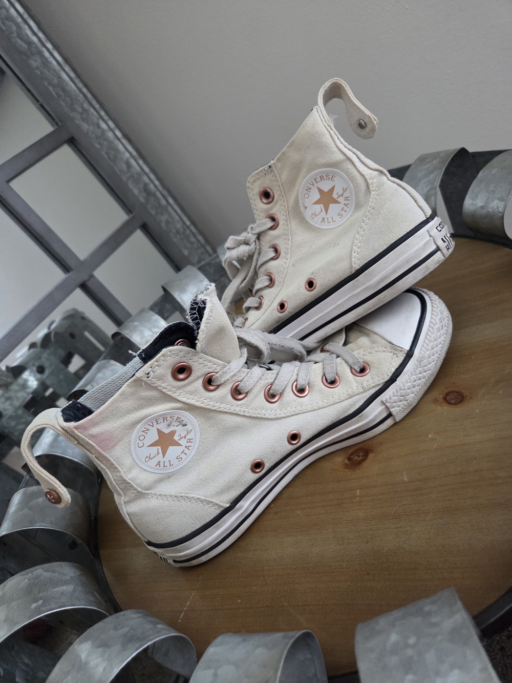 Converse Cream High Top Sneakers - Vintage